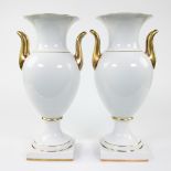 Pair of gilded white porcelain vases, Hutschenreuter