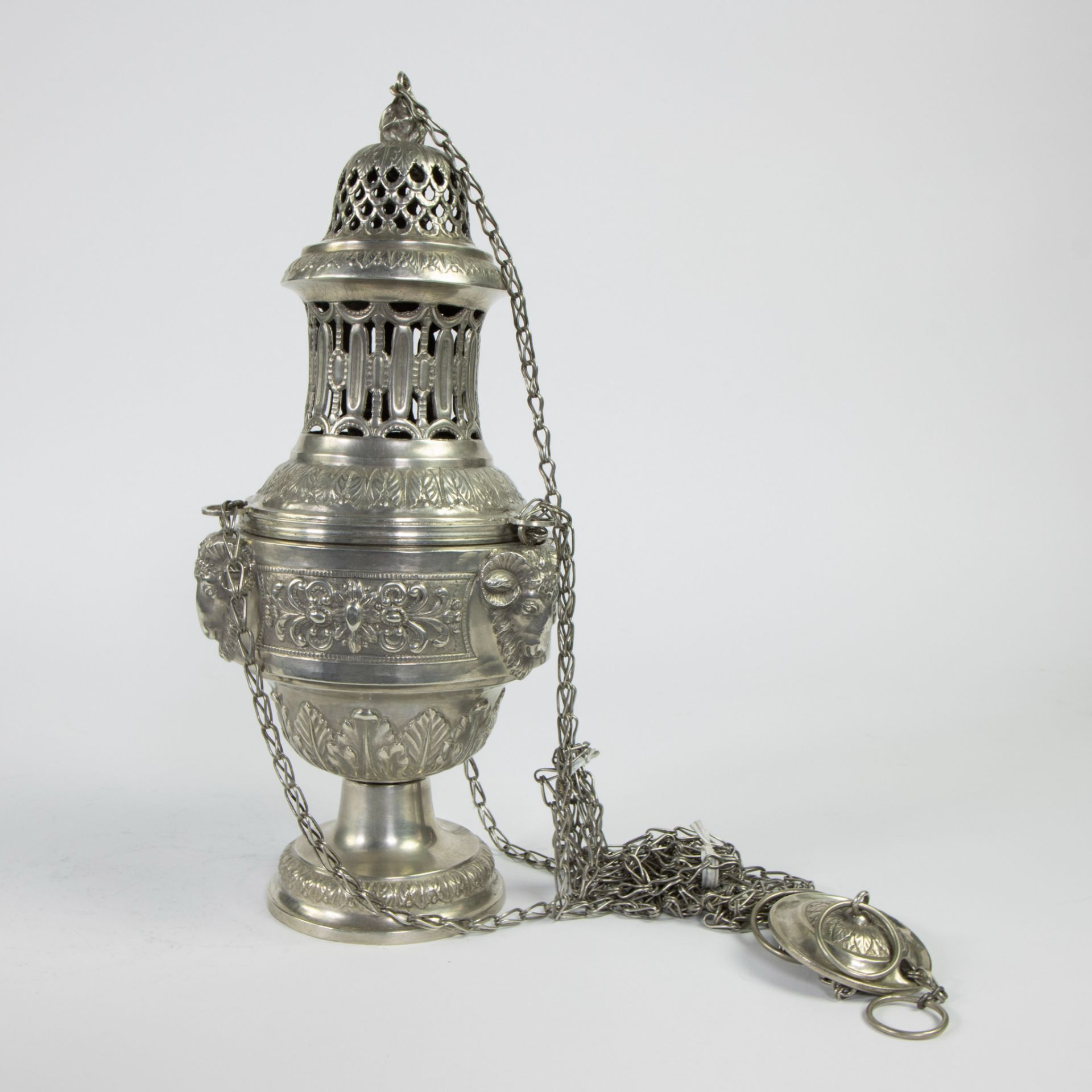 Silver incense burner late 18th, style Louis XVI, marked - Bild 3 aus 4