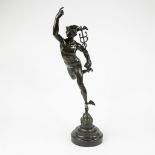 Brons on marble base Flying Mercury, the son of Jupiter and the messenger of the gods, after Giovann