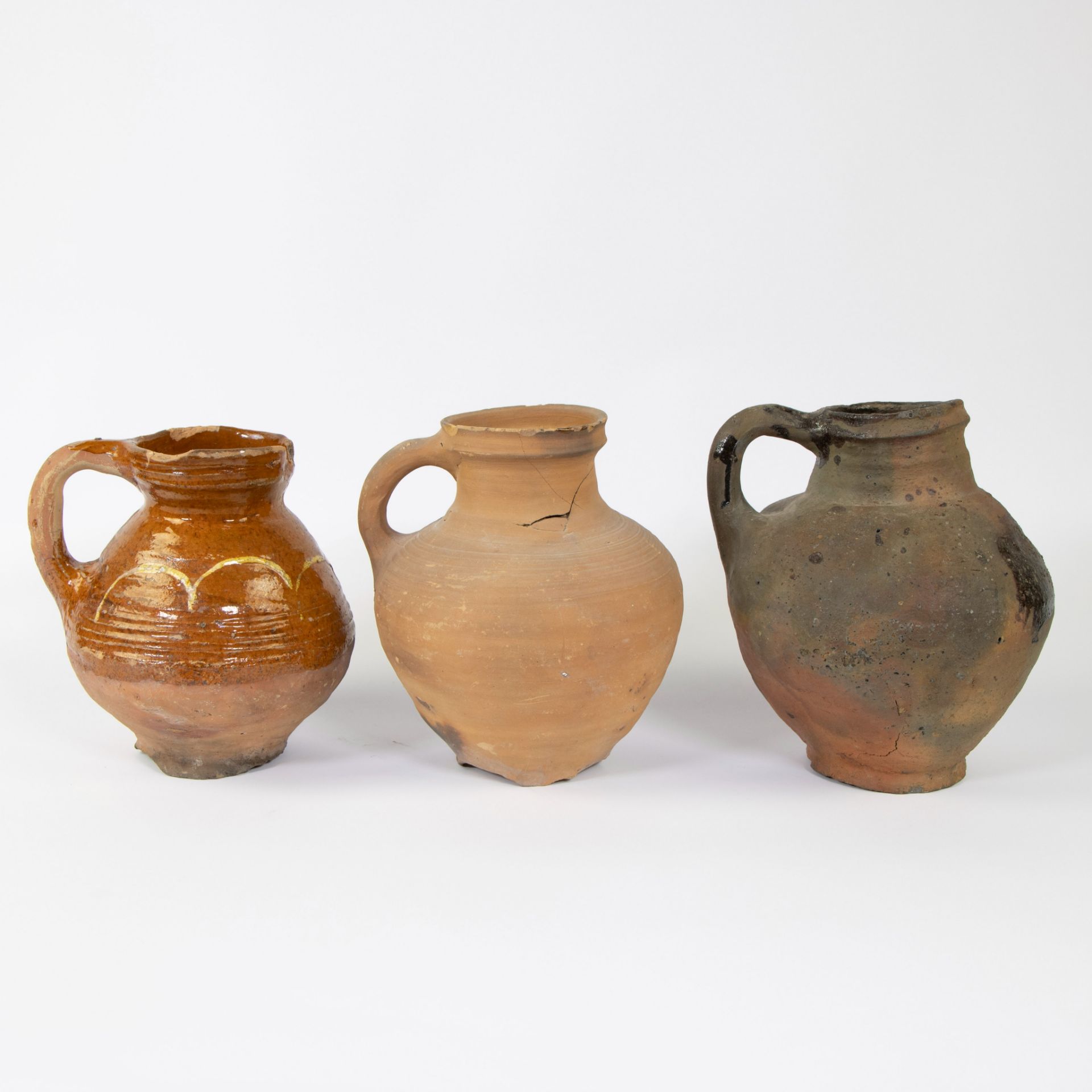 Collection of archaeological pottery, 3 jugs 14th/15th century - Image 3 of 5