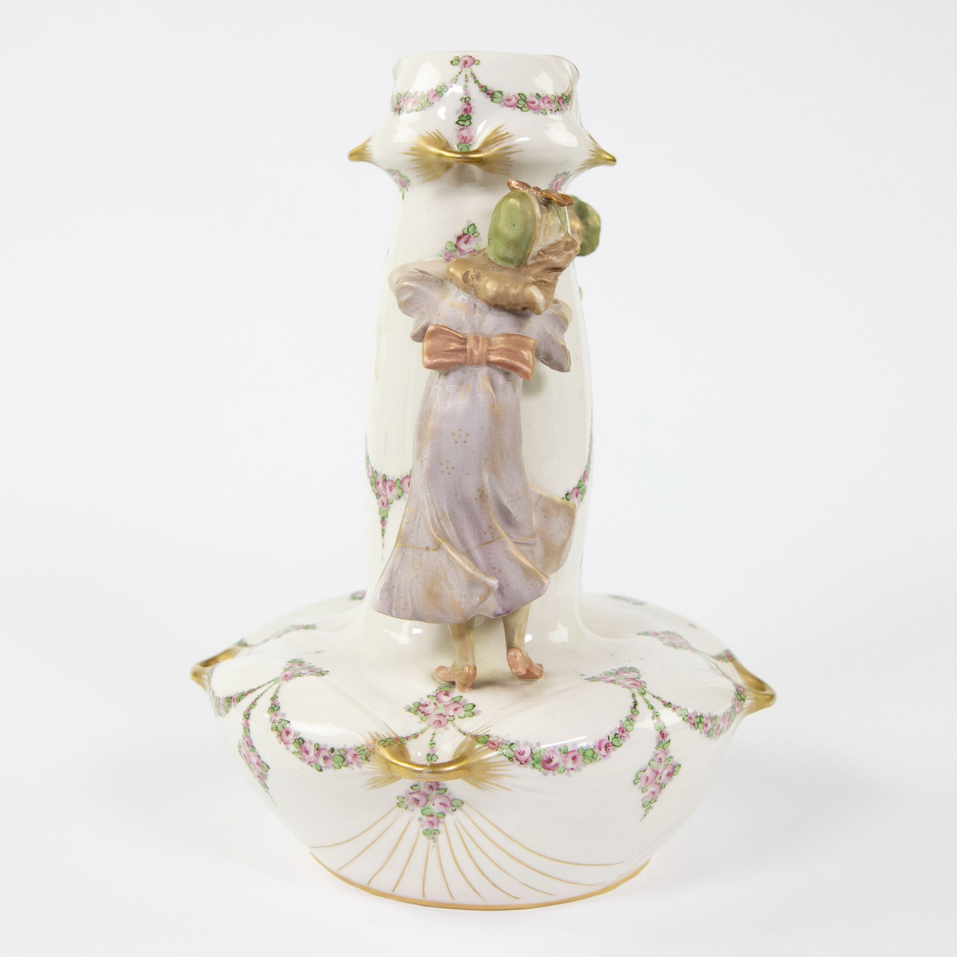 Austrian Art Nouveau ceramic Amphora vase Turn-Teplitz Bohemia Amphora, hand-painted decorated with - Image 4 of 6