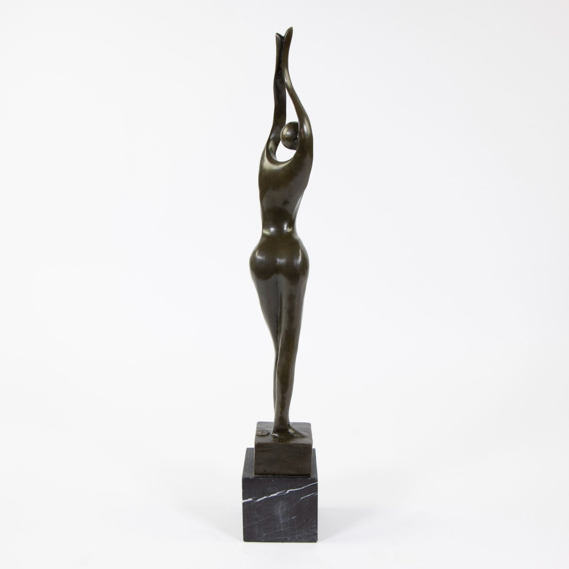 Stylized bronze of a naked woman, signed Milo and stamped bronze garanti Paris, JB deposee. - Image 4 of 7