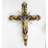Patinated cross crucified Christ, German/Austria, 17th century