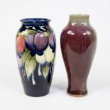 Rare vintage ceramic Moorcroft vase circa 1950., England, signed and added Chinese flambé glazed vas