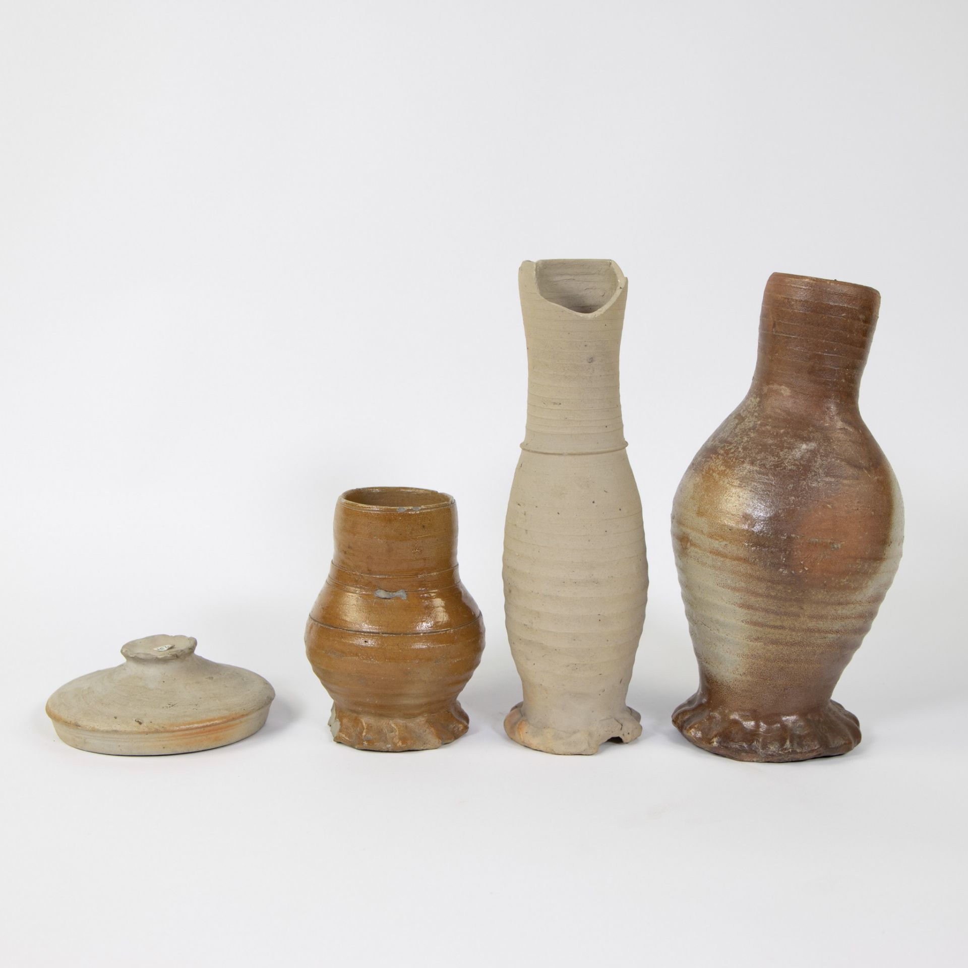 Collection of archaeological stoneware, including drinking bowl Siegburg 15th, jug Raeren 16th, jug - Image 2 of 5