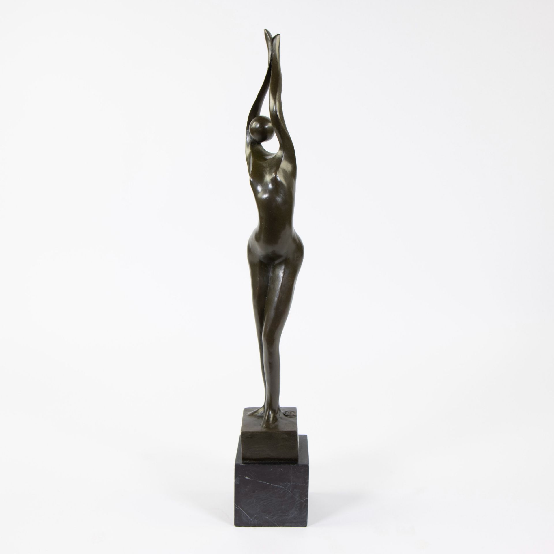 Stylized bronze of a naked woman, signed Milo and stamped bronze garanti Paris, JB deposee. - Image 6 of 7