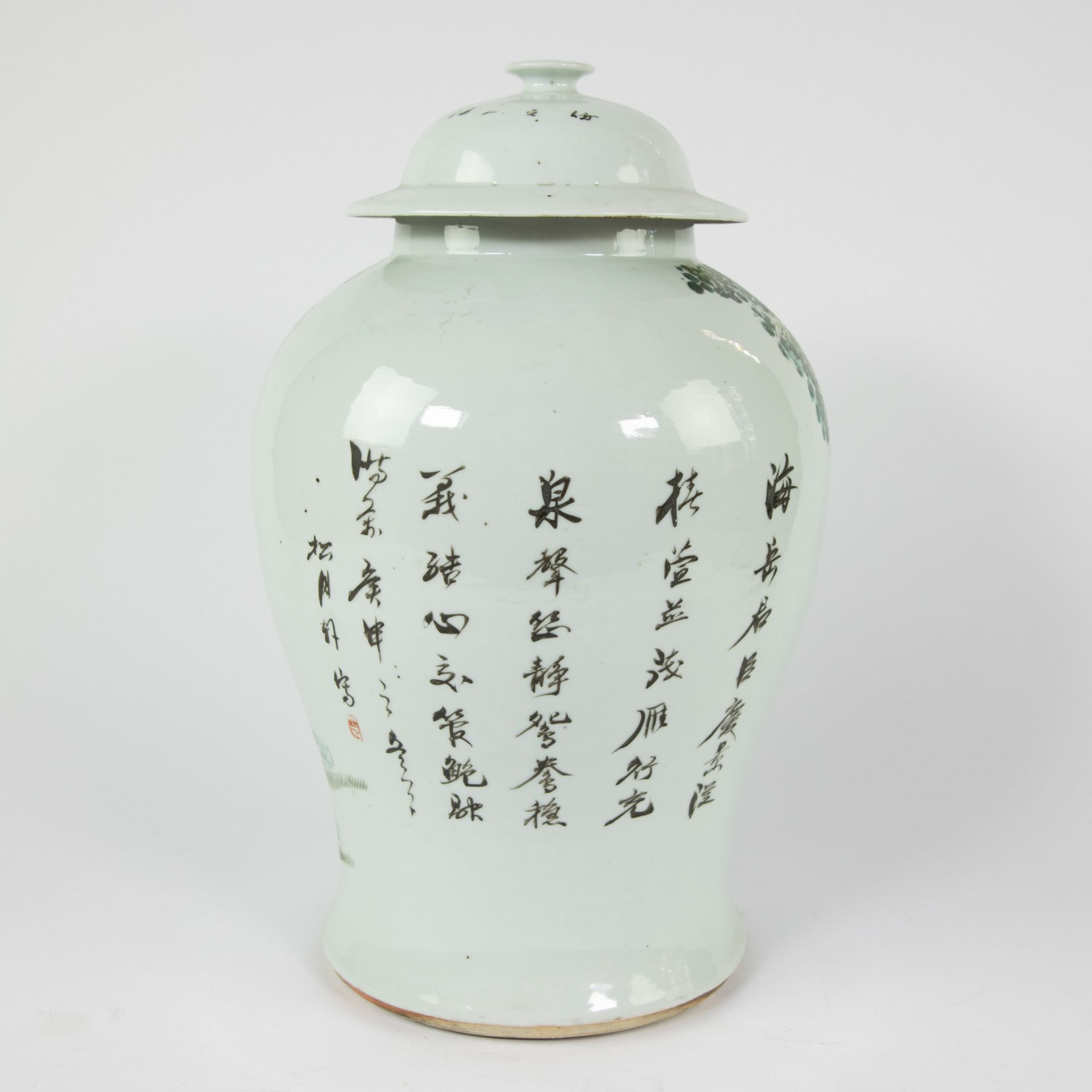 Chinese famille rose covered vase decorated with birds and flowers, 19th C - Image 6 of 13