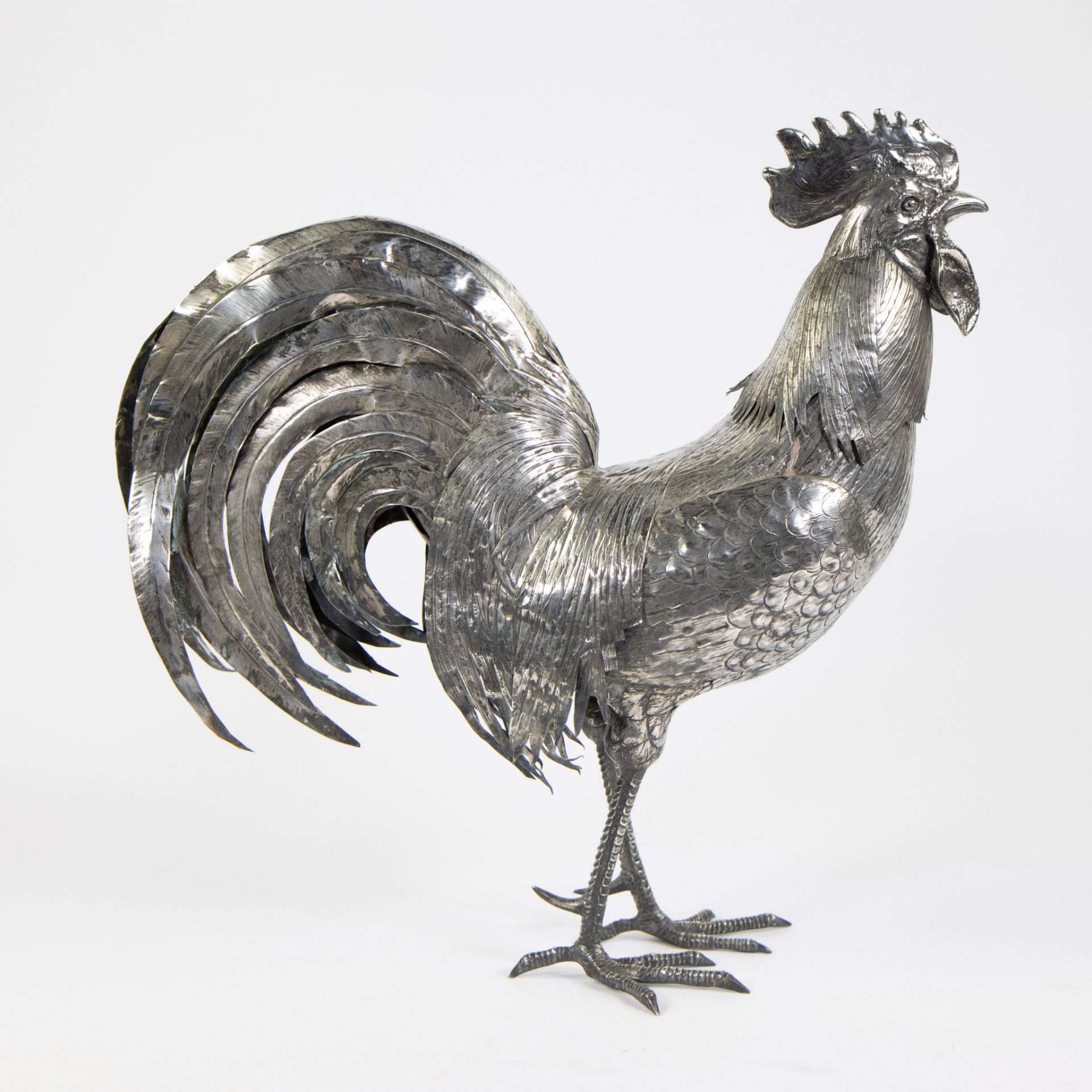 Solid silver rooster, marked Neresheimer & Sohne, 1893-1903, silver 813, German Hannau - Bild 4 aus 6