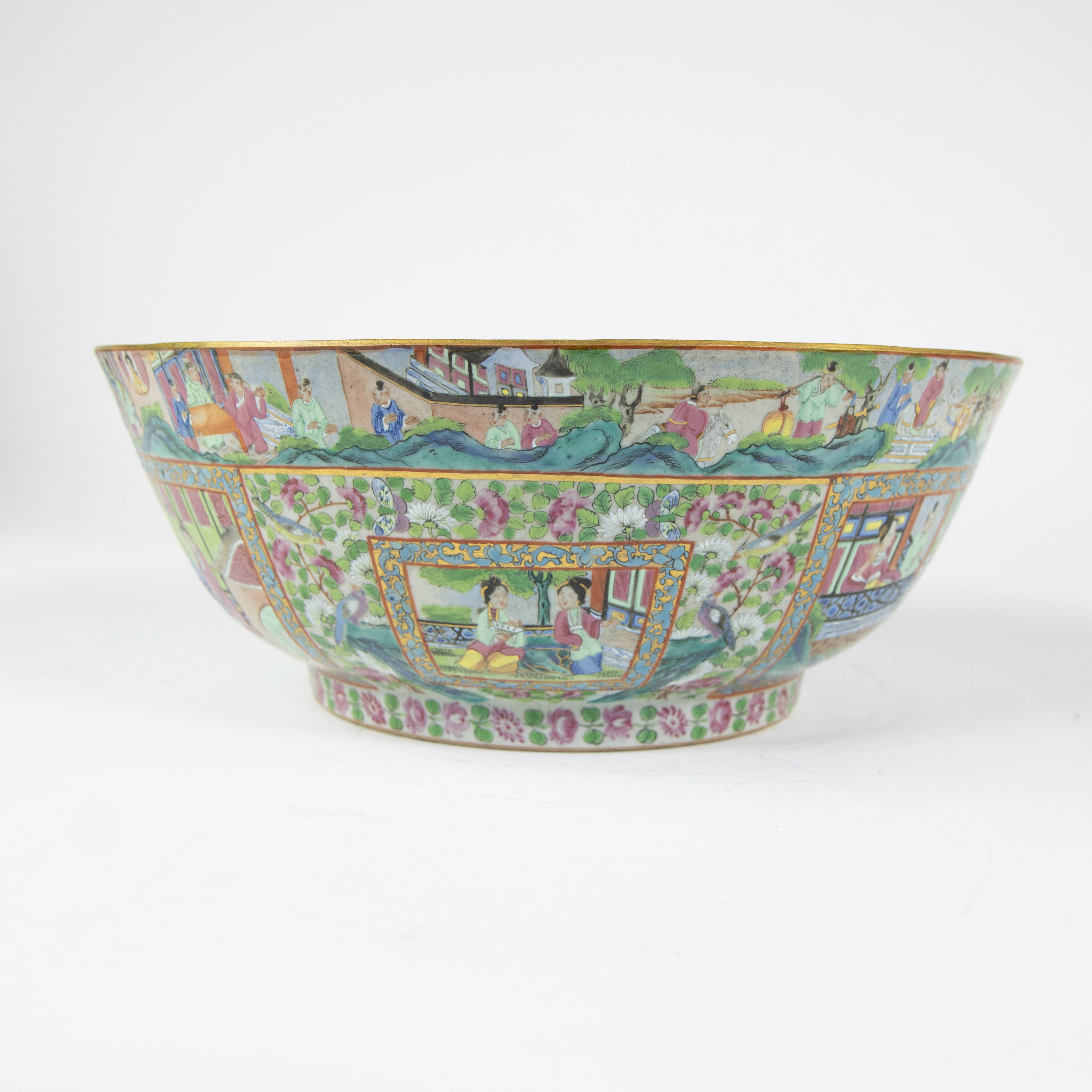 Large Chinese procelain famille rose bowl of exceptional quality, finely painted with scenes of educ - Image 7 of 13