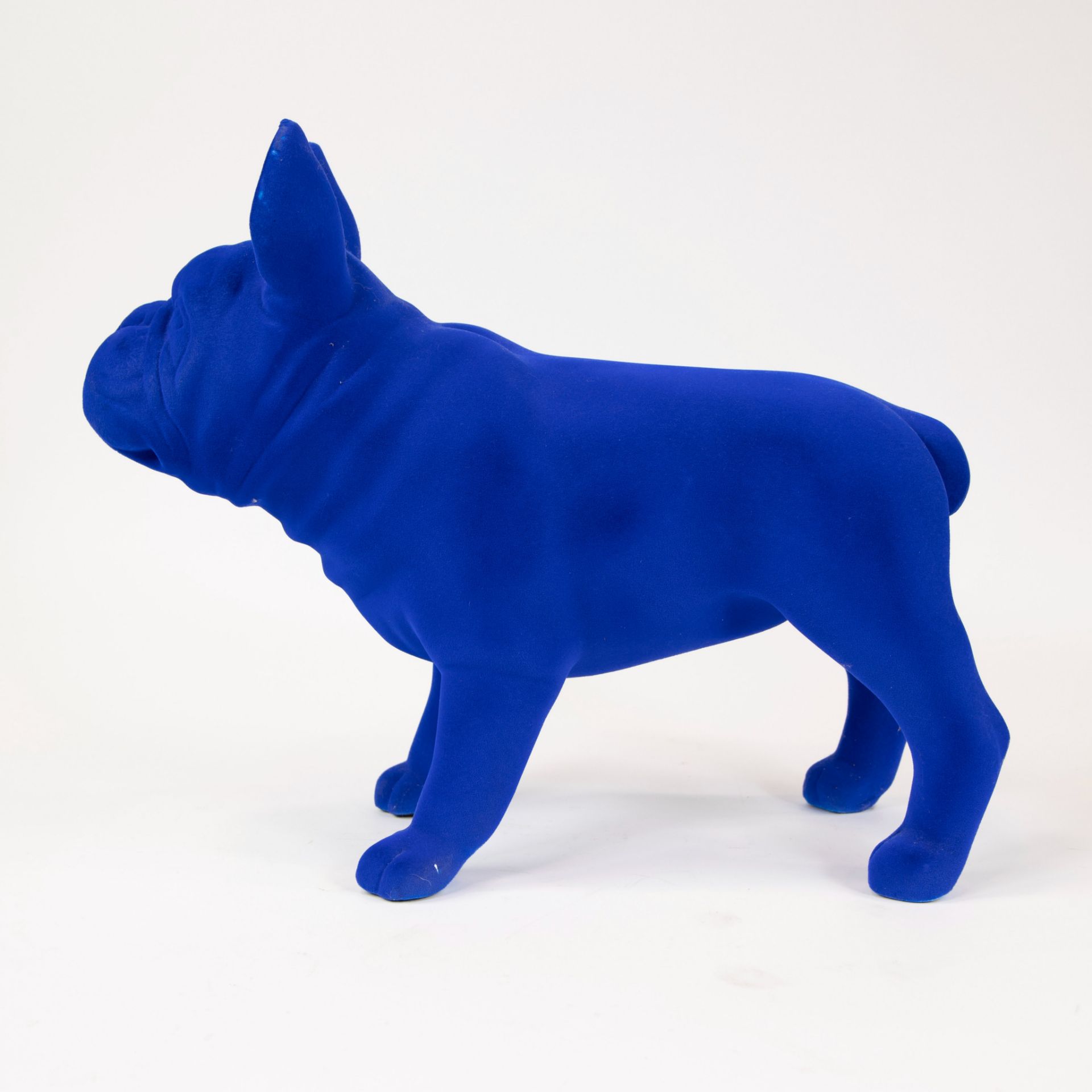 Vintage blue bull dog resin covered with felt. - Image 2 of 5