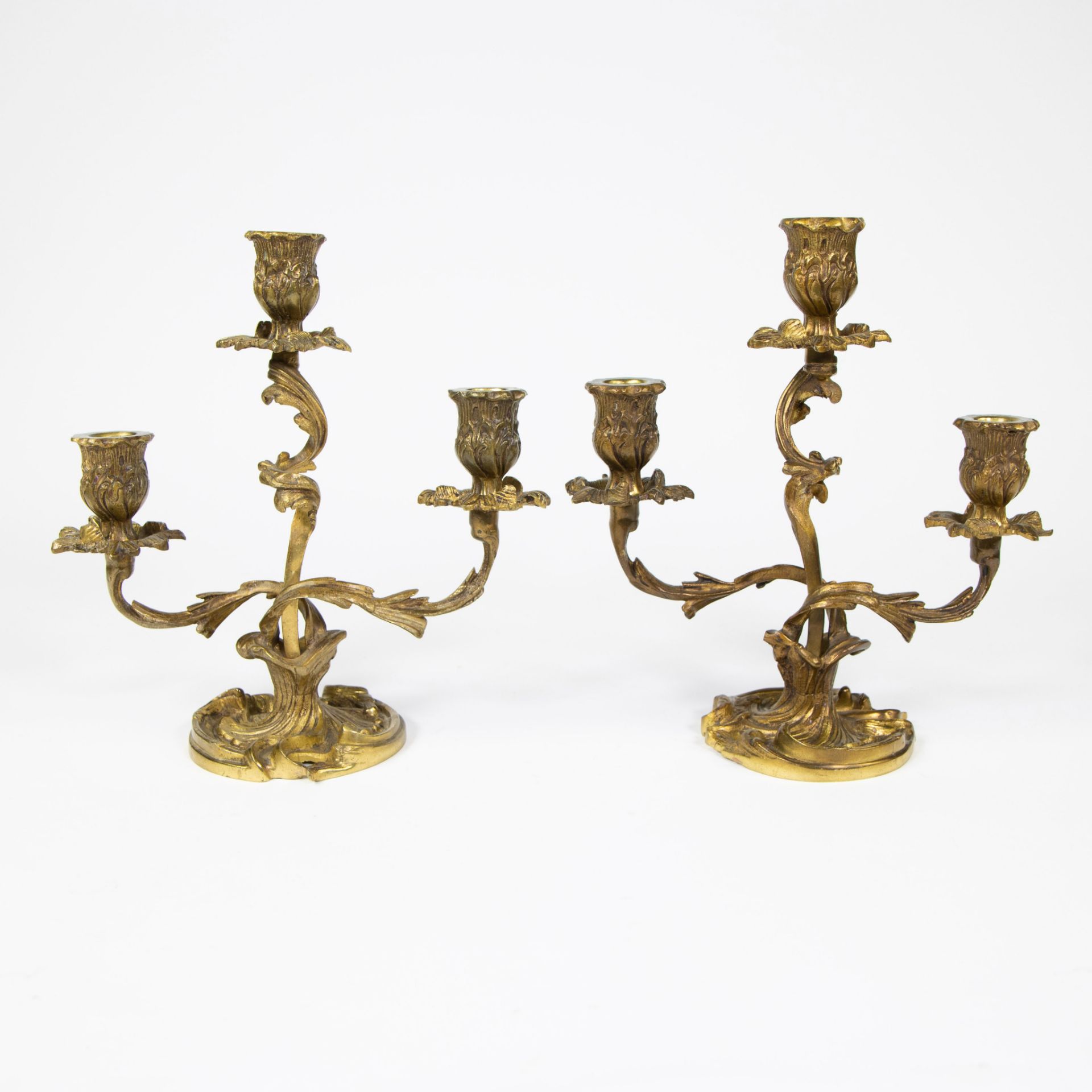 Pair of 19th century gilt candlesticks. - Image 3 of 5