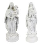 Collection of 2 Madonnas with child in biscuit