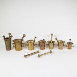Collection of 7 mortars and pestles