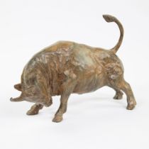 Pierre CHENET, acid patinated bronze 'Bull', signed and bearing crown foundry mark