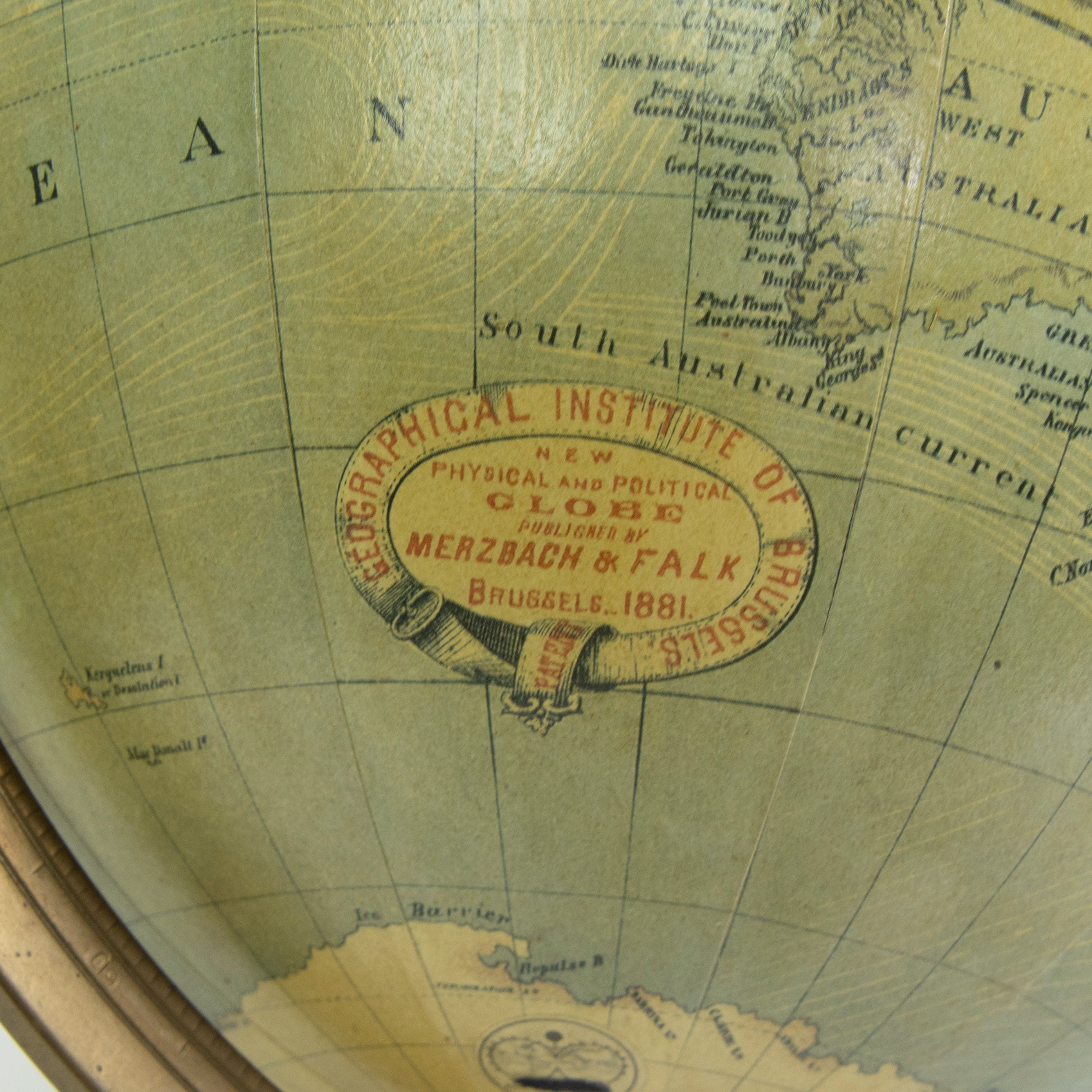 Vintage Merzbach and Falk physical and Political globe on stand, Geographical Institute of Brussels - Image 6 of 7