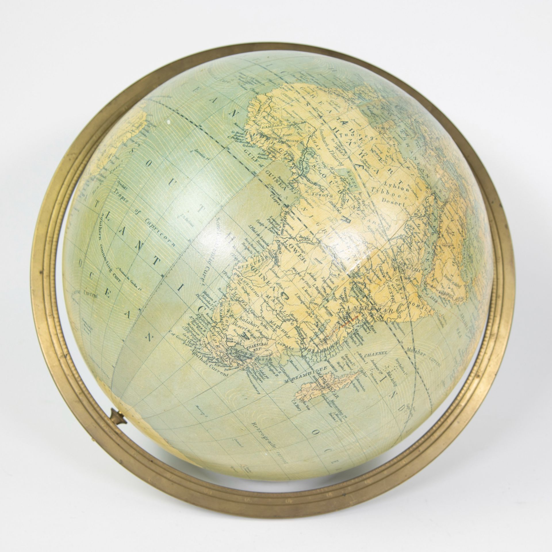 Vintage Merzbach and Falk physical and Political globe on stand, Geographical Institute of Brussels - Image 3 of 7