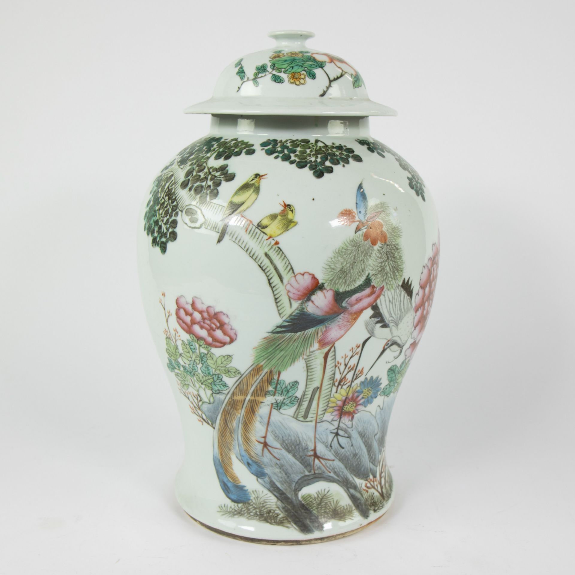 Chinese famille rose covered vase decorated with birds and flowers, 19th C - Bild 9 aus 13