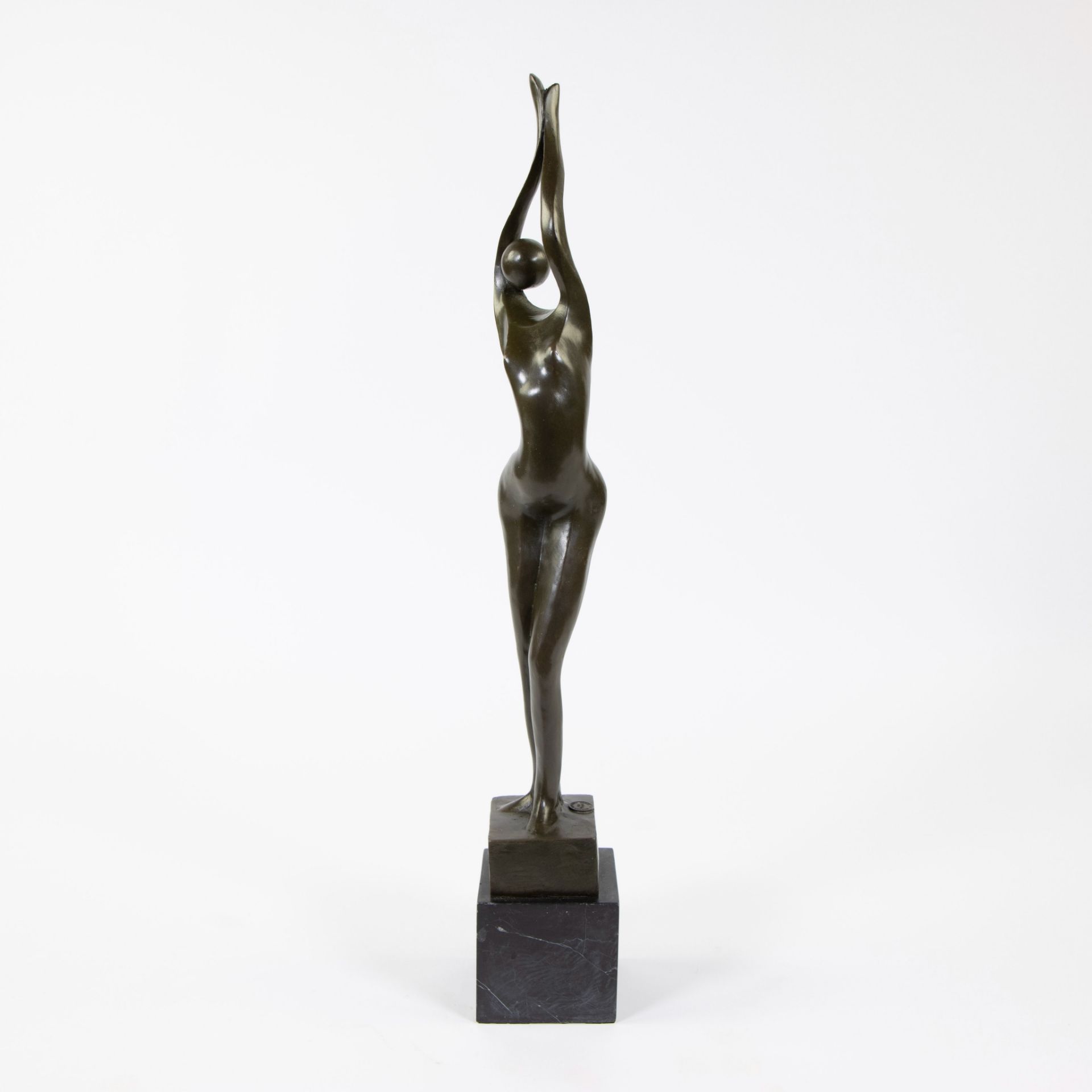 Stylized bronze of a naked woman, signed Milo and stamped bronze garanti Paris, JB deposee. - Image 2 of 7