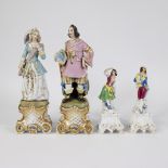 Pair of large porcelain statues Man and woman Dresden and pair of porcelain figurines Brussels