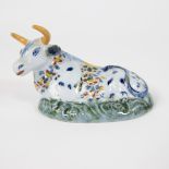 Delft cow, polychrome colored, 18th century