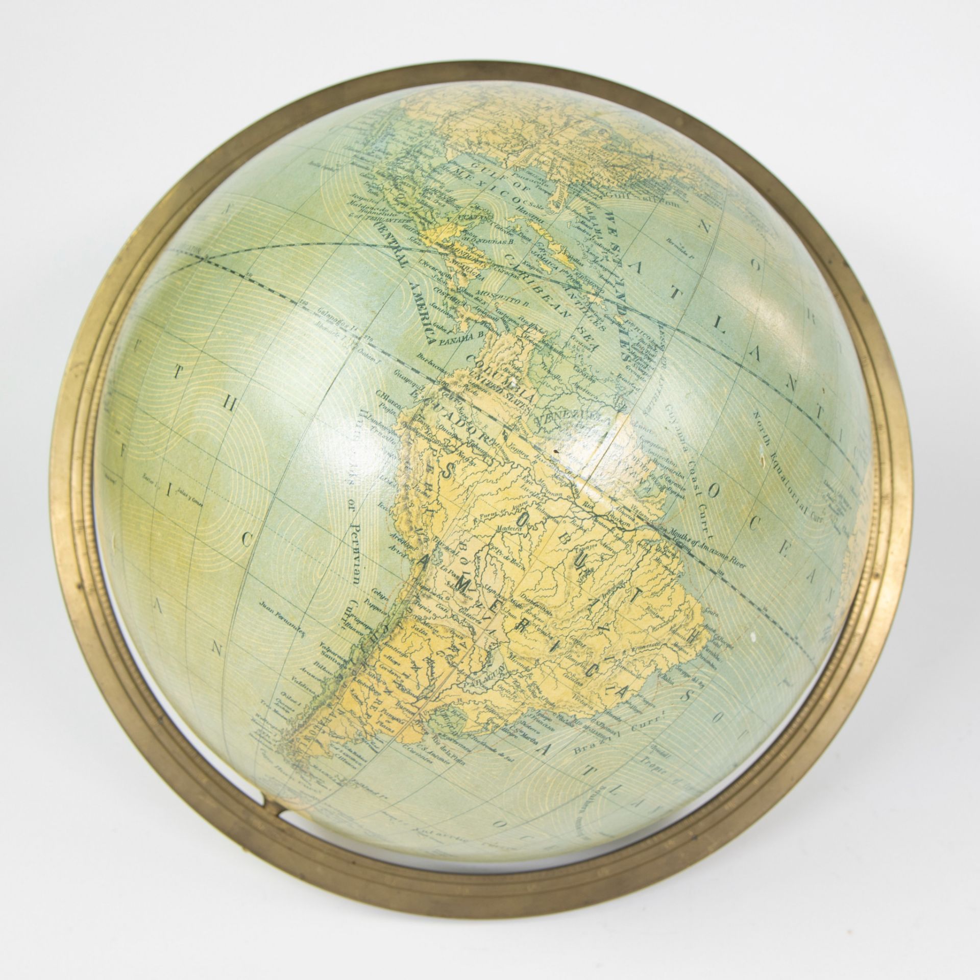 Vintage Merzbach and Falk physical and Political globe on stand, Geographical Institute of Brussels - Image 7 of 7