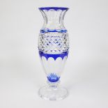 Val Saint Lambert blue cut crystal vase