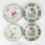 Lot of 4 Chinese famille rose plates, 18th C