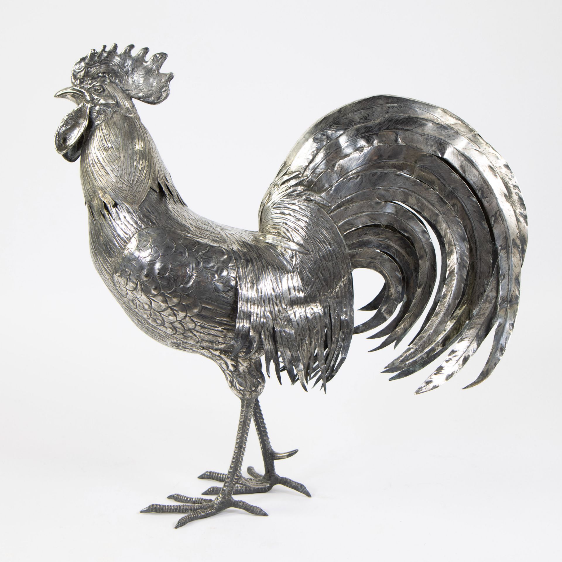 Solid silver rooster, marked Neresheimer & Sohne, 1893-1903, silver 813, German Hannau - Bild 2 aus 6