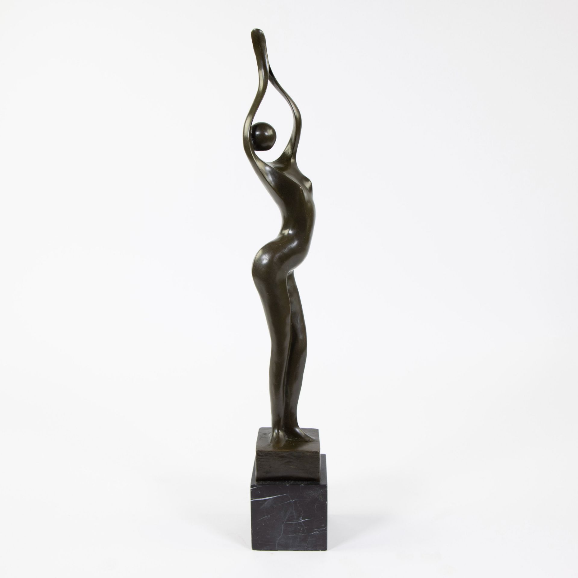 Stylized bronze of a naked woman, signed Milo and stamped bronze garanti Paris, JB deposee. - Image 5 of 7