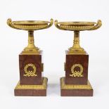 Pair of French marble Empire tazza