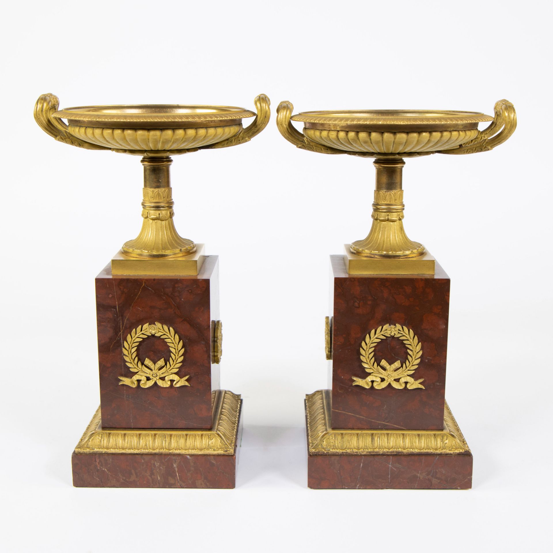 Pair of French marble Empire tazza