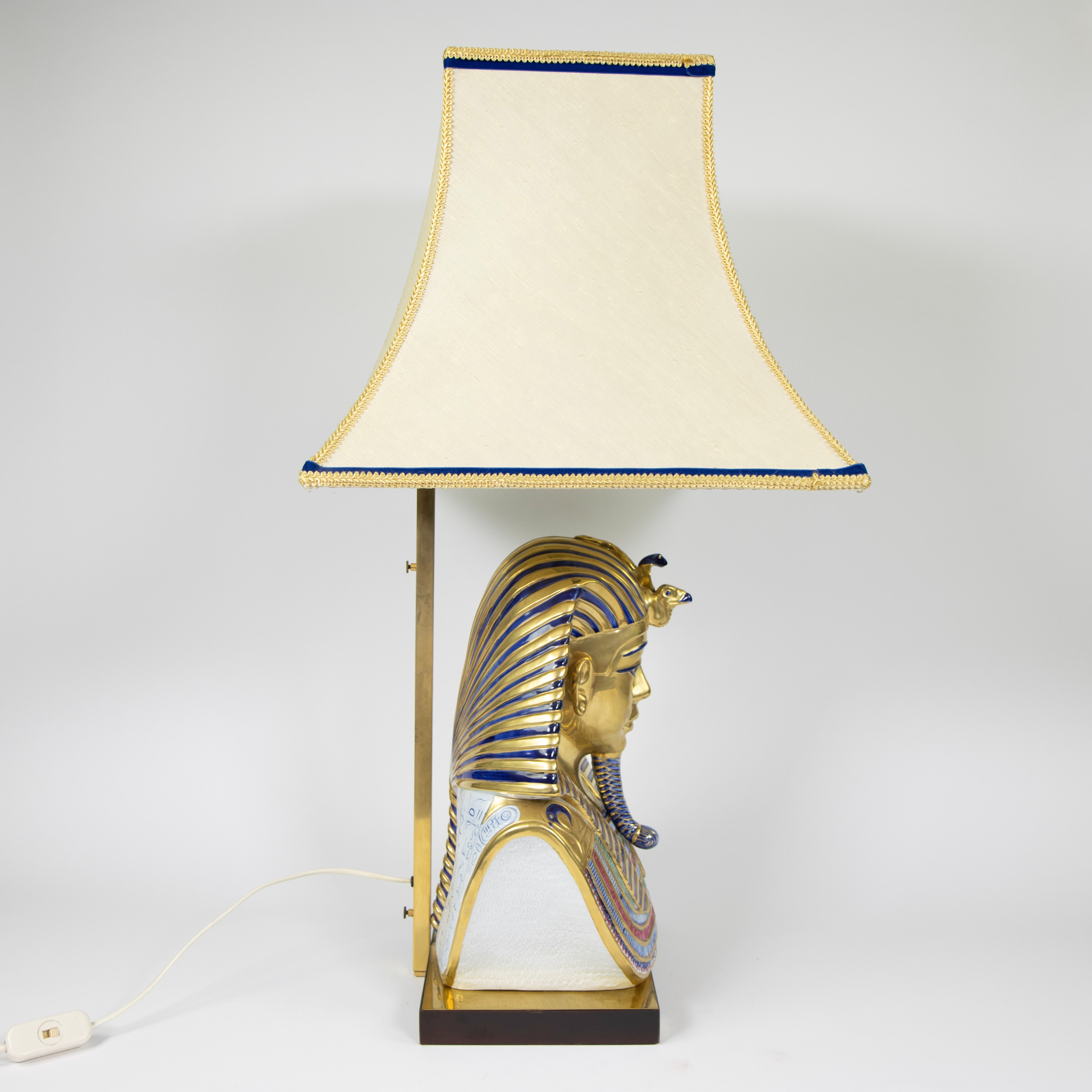 Partial gilt porcelain lampadaire, bust King Tut, late 20th century, marked: EDOARDO TASCA - Image 5 of 5