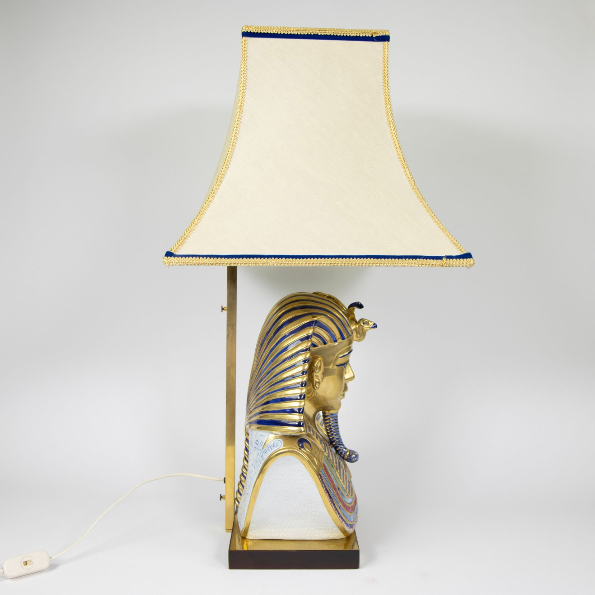 Partial gilt porcelain lampadaire, bust King Tut, late 20th century, marked: EDOARDO TASCA - Image 5 of 5