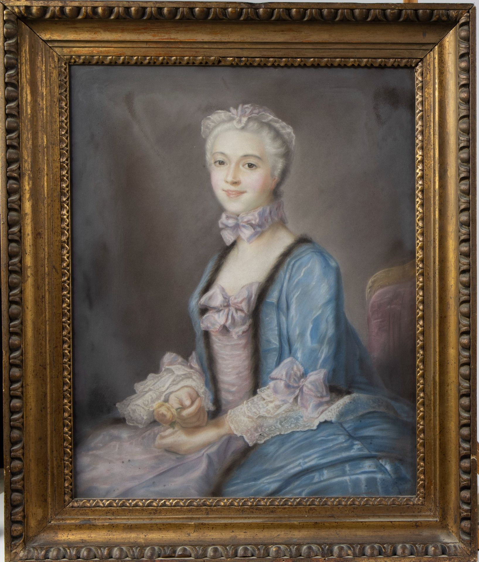 European school 19th century, pastel Portret of a Lady, not signed - Image 2 of 3