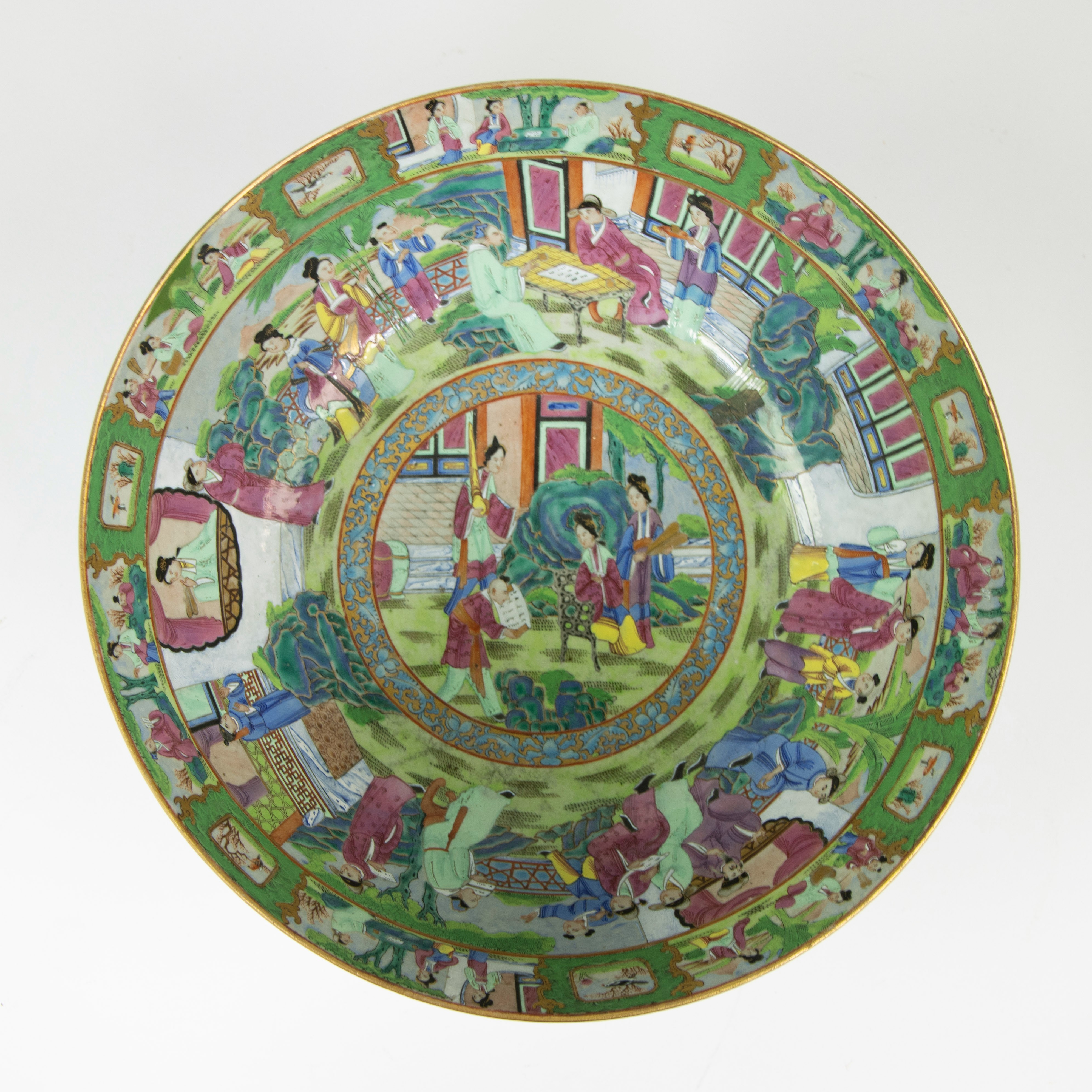 Large Chinese procelain famille rose bowl of exceptional quality, finely painted with scenes of educ - Image 9 of 13