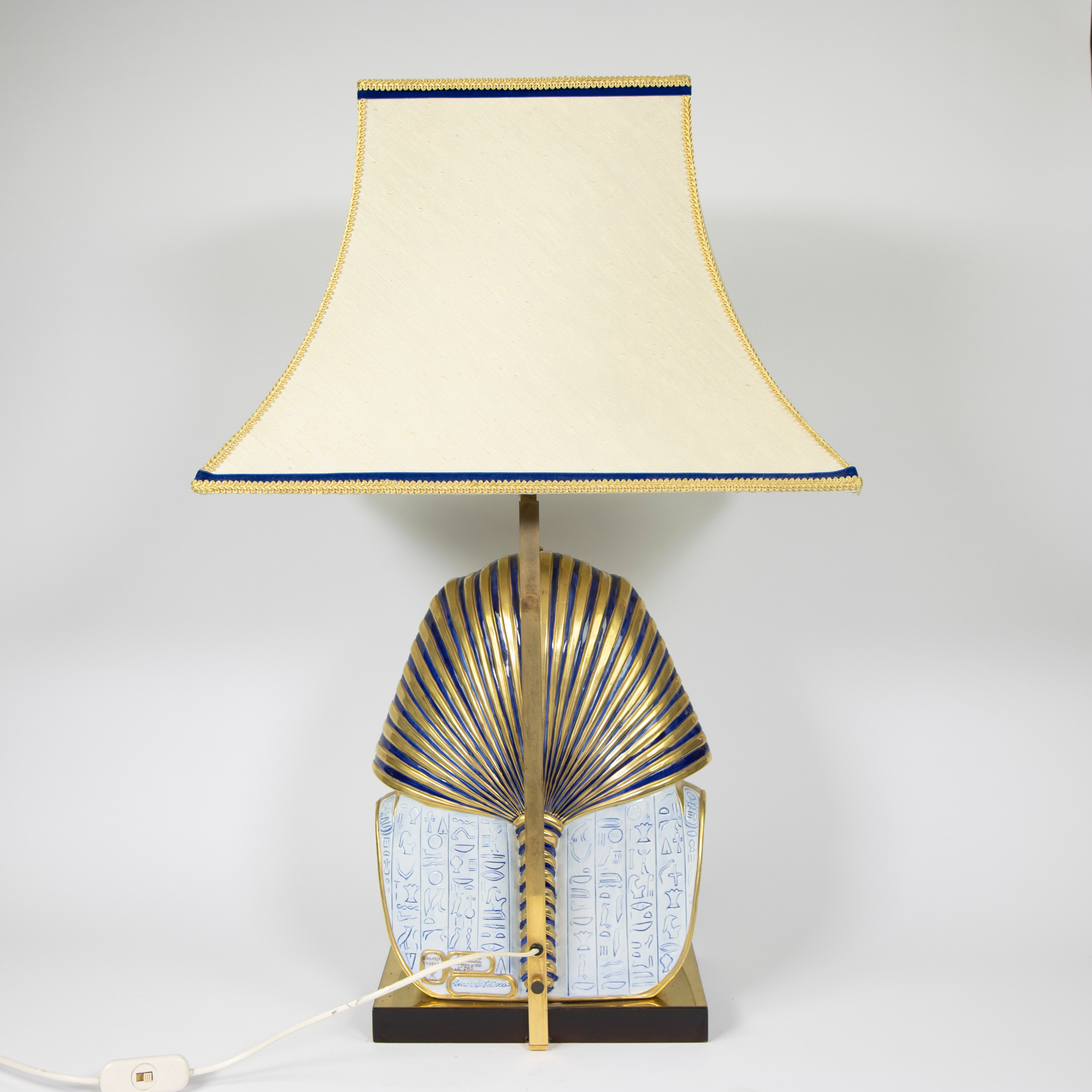 Partial gilt porcelain lampadaire, bust King Tut, late 20th century, marked: EDOARDO TASCA - Image 3 of 5