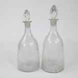 Lot glassware, 2 engraved decanters ca 1830