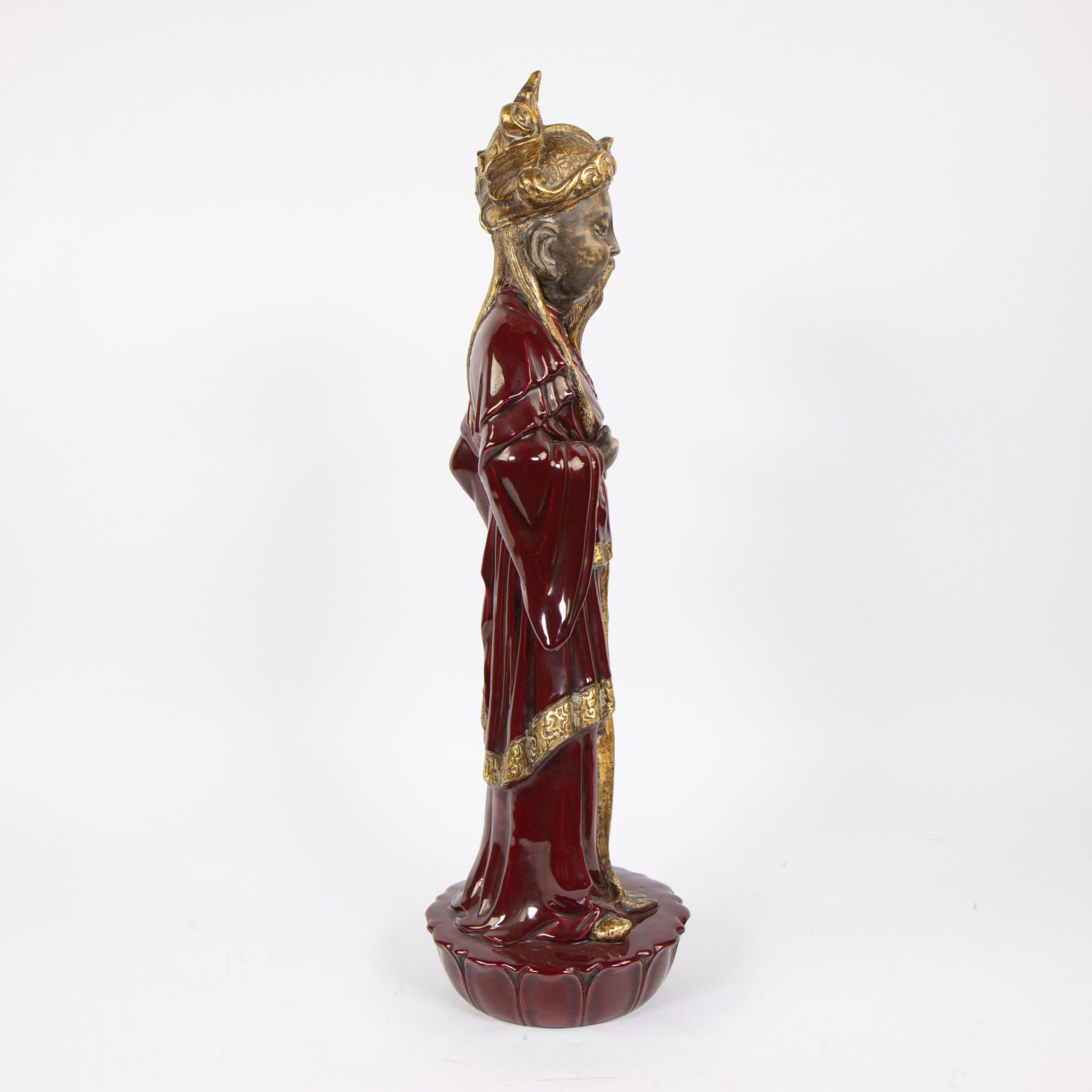 Glazed ceramic statue of a Chinese sage - Image 4 of 5