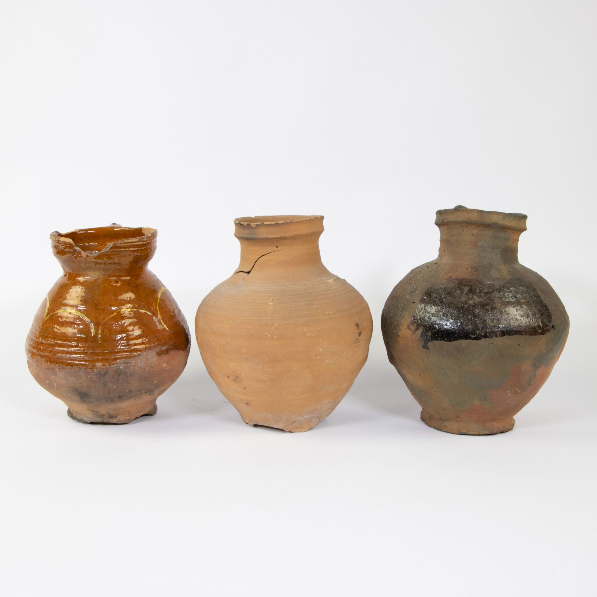 Collection of archaeological pottery, 3 jugs 14th/15th century - Image 4 of 5