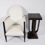 Art Deco armchair and side table with marquetry