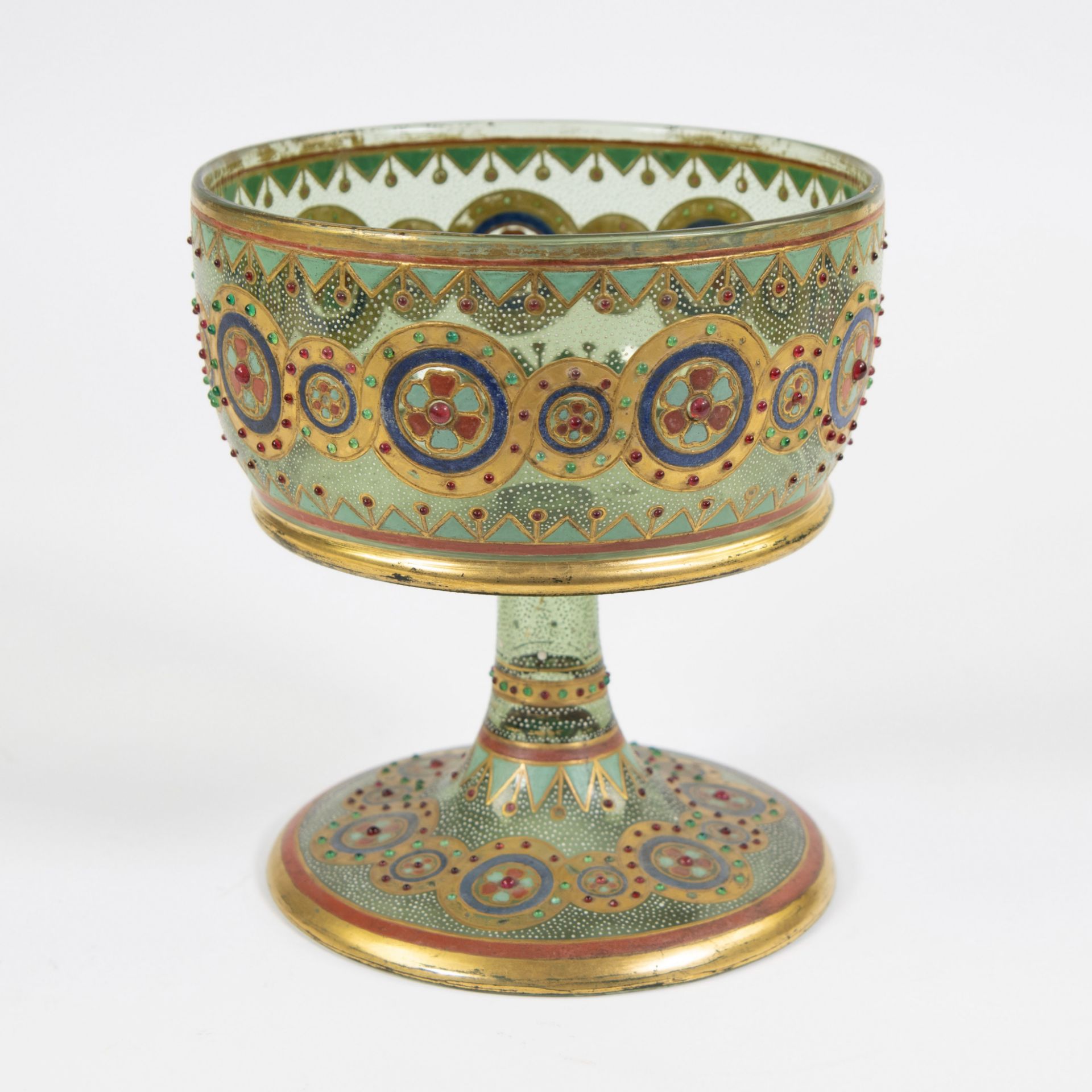 19th century Venetian glass coupe hand-painted and enamelled - Image 2 of 6