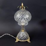 Antique crystal lampadaire on gold-plated brass base