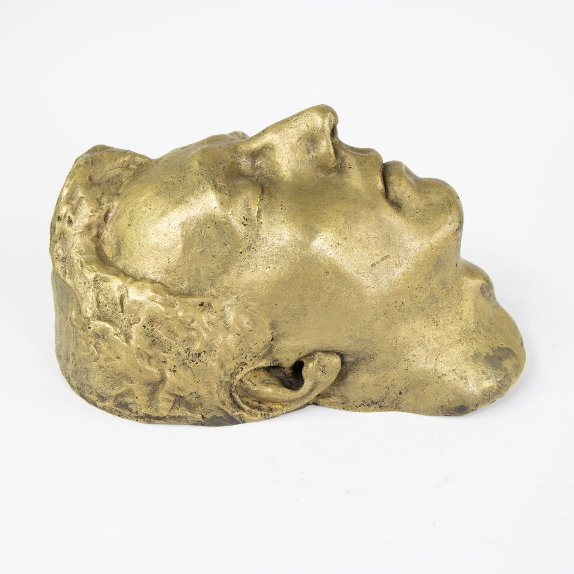 19th century gilt bronze death mask - Image 3 of 4