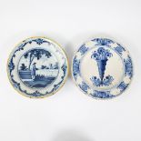 Delft dish 17th century and plate fisherman 18th century