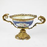 Chinese famille rose bowl with bronze mount, 18th C