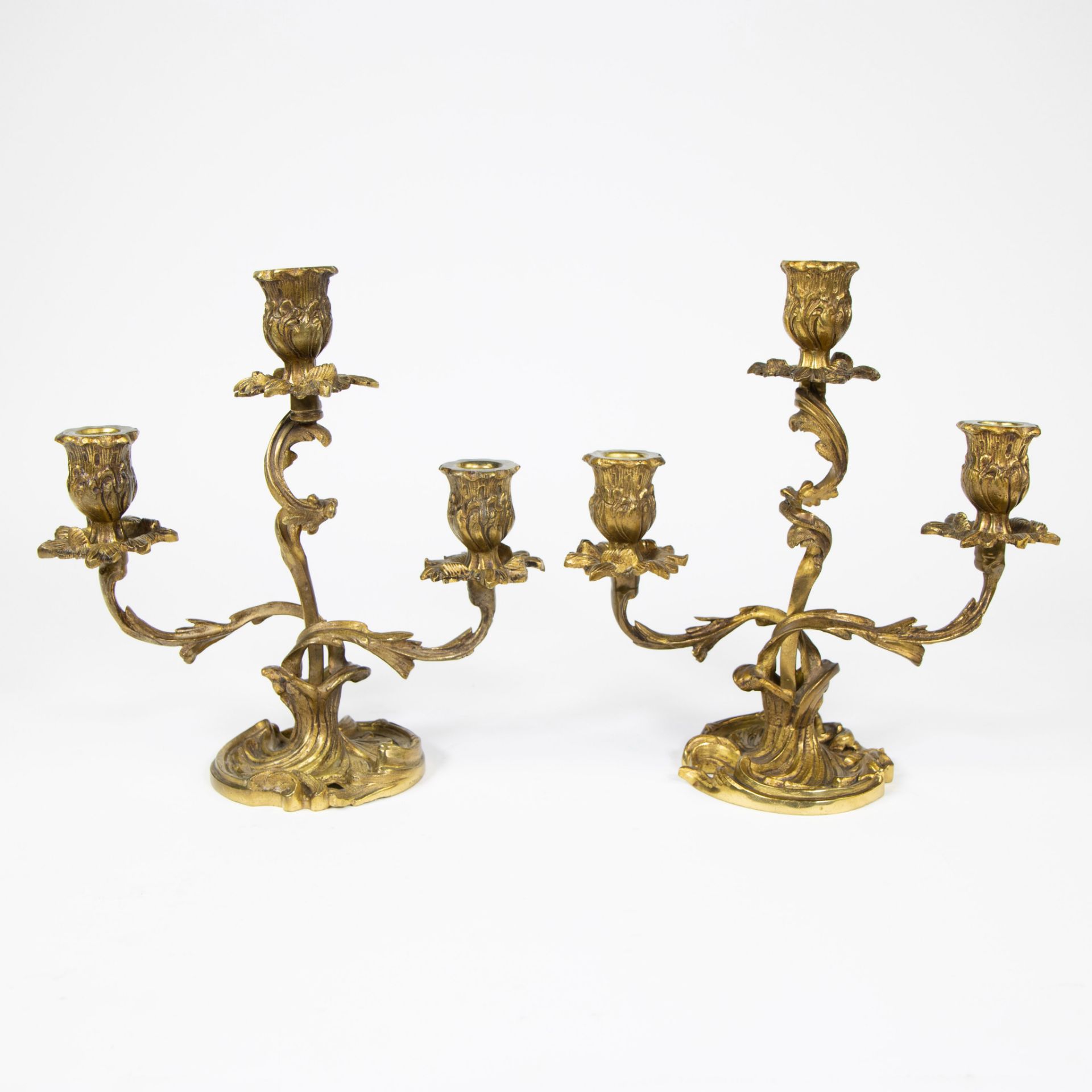 Pair of 19th century gilt candlesticks.