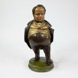 Cold painted 19th century English terracotta tobacco jar depicting a smug banker.