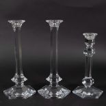 Val Saint Lambert 3 crystal candlesticks, gemerkt