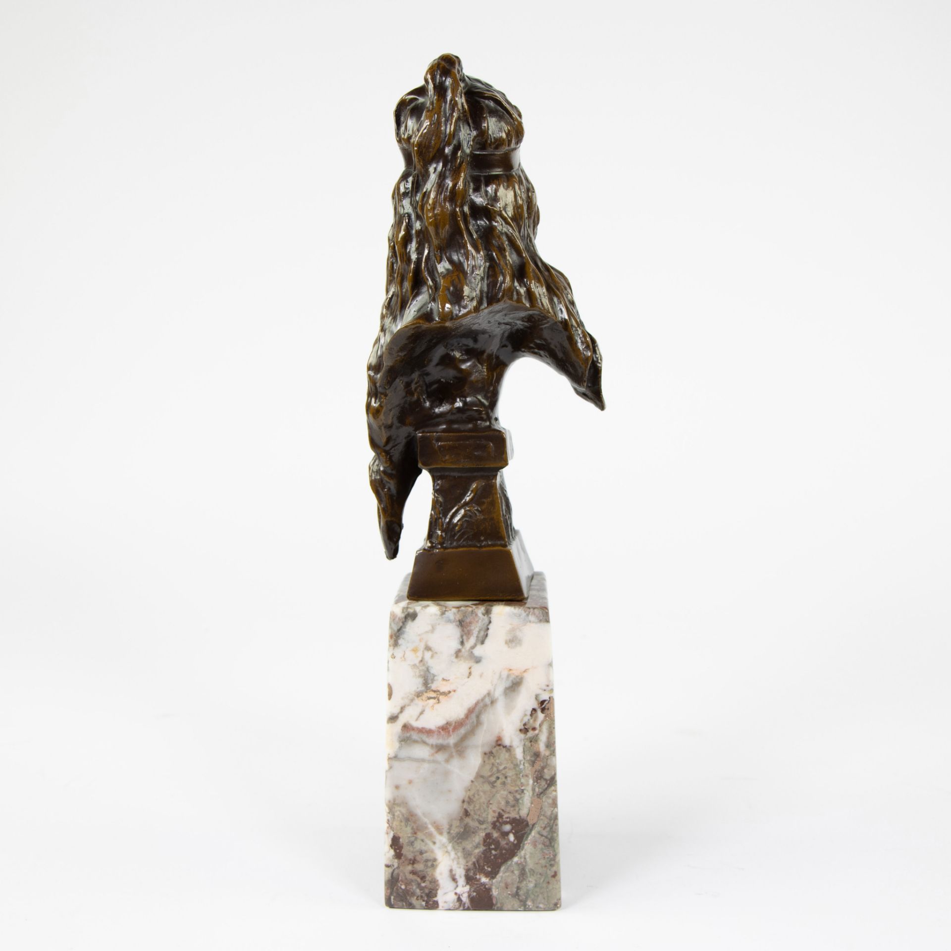 Fine brown patinated bronze on marble base, Ladies head, signed. - Image 3 of 5
