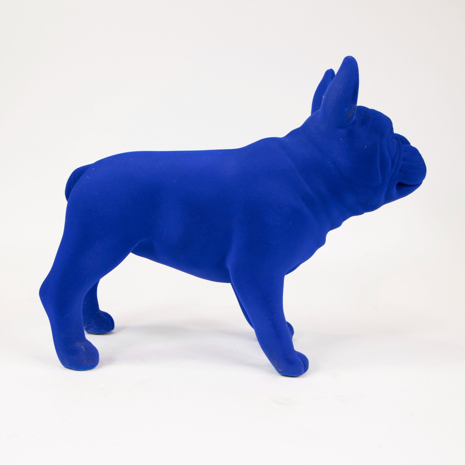 Vintage blue bull dog resin covered with felt. - Image 4 of 5